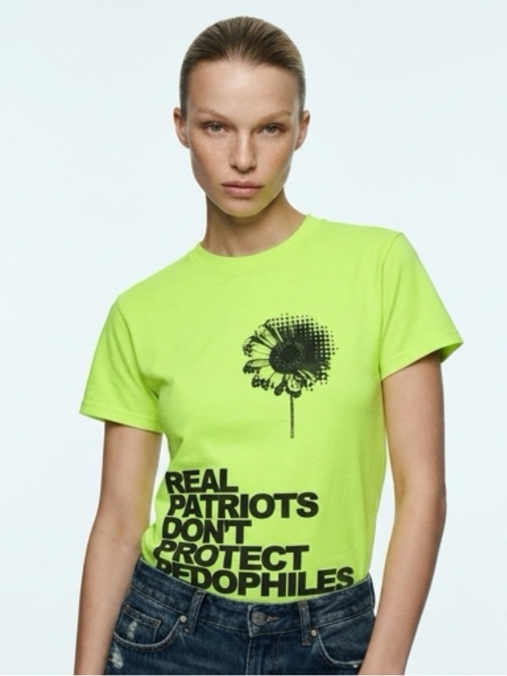 Neon Green T-Shirt Black Print. Imperfect by design .Men’s Large. - Picture 4 of 6